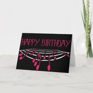 Music Themed Birthday Card - Pink Kaart