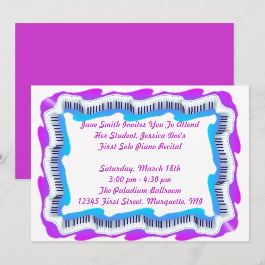 Music-toetsenbord, Pianooverweging of partijinform Kaart (Voorkant / Achterkant)