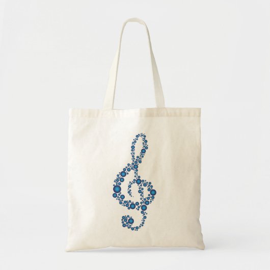 Music Treble Clef Blue Stippen Bag Tote Bag (Voorkant)