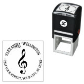 Music Treble Clef G Clef Ronde naam Retouradres Zelfinktende Stempel (In situ)