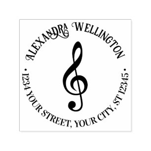 Music Treble Clef G Clef Ronde naam Retouradres Zelfinktende Stempel