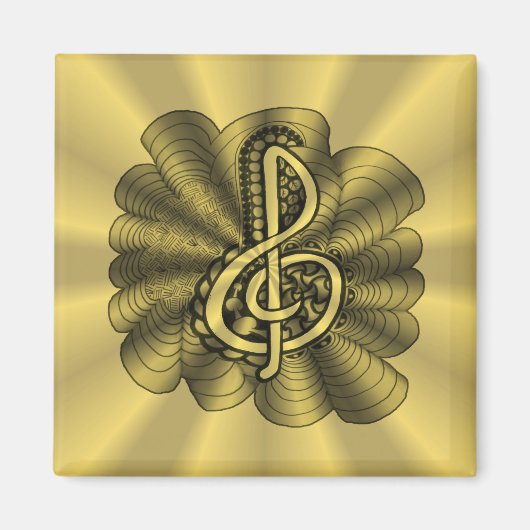 Music Treble Clef Gold Gepersonaliseerd Magneet (Voorkant)