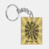 Music Treble Clef Gold Gepersonaliseerd Sleutelhanger (Voorkant Links)