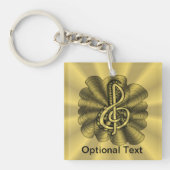 Music Treble Clef Gold Gepersonaliseerd Sleutelhanger (Voorkant)