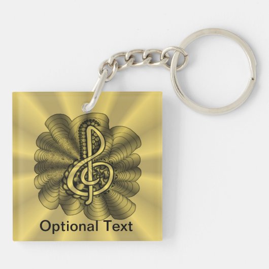 Music Treble Clef Gold Gepersonaliseerd Sleutelhanger (Achterkant)