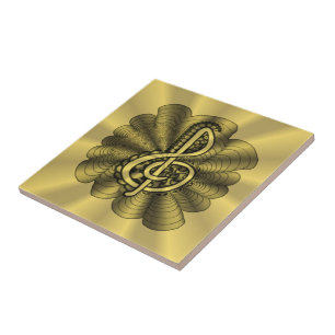 Music Treble Clef Gold Gepersonaliseerd Tegeltje