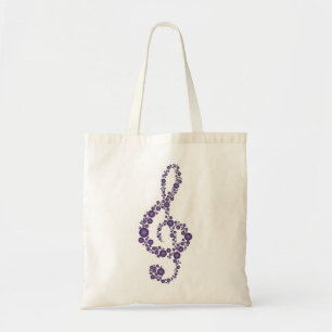 Music Treble Clef Paarse Stippen Bag Tote Bag