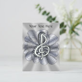 Music Treble Clef Silver Briefkaart (Staand voorkant)