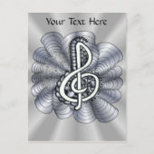 Music Treble Clef Silver Briefkaart (Voorkant)
