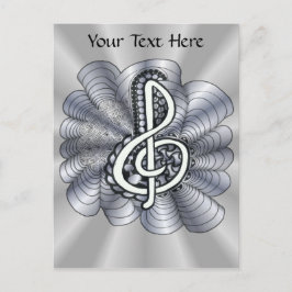 Music Treble Clef Silver Briefkaart