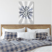 Music Treble Clef Silver Canvas Afdruk (Insitu (Slaapkamer))