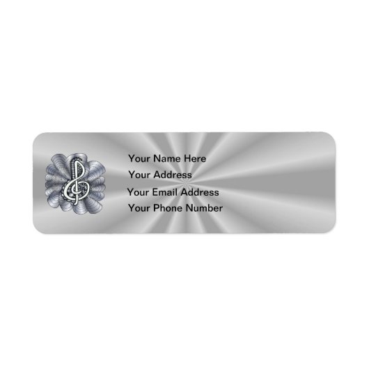 Music Treble Clef Silver Etiket (Voorkant)