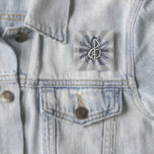 Music Treble Clef Silver Vierkante Button 5,1 Cm (In situ)