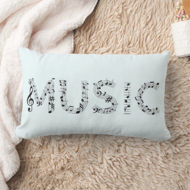 Music Typography Lumbar Throw Pillow Kussen (Deken)