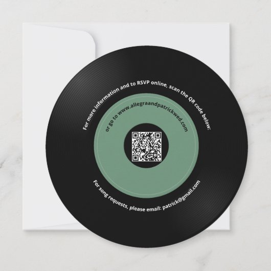 Music Wedding Save the Date  Record QR-code (Achterkant)