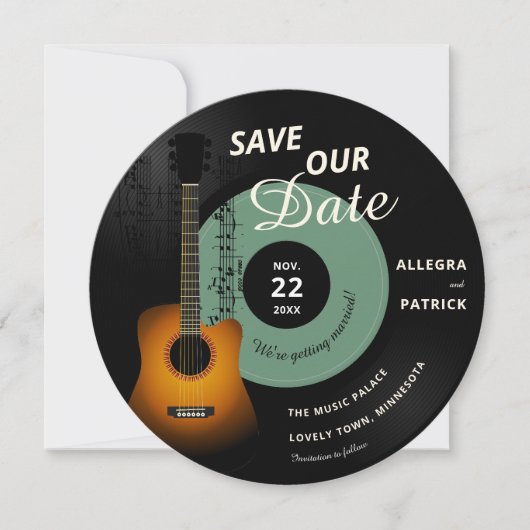 Music Wedding Save the Date  Record QR-code (Voorkant)