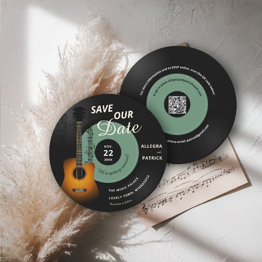 Music Wedding Save the Date  Record QR-code