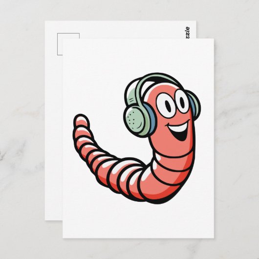 Music Worm Briefkaart (Voorkant / Achterkant)
