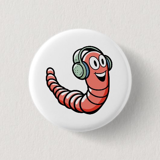 Music Worm Ronde Button 3,2 Cm (Voorkant)