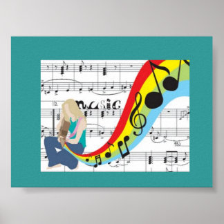 Música notas colores poster