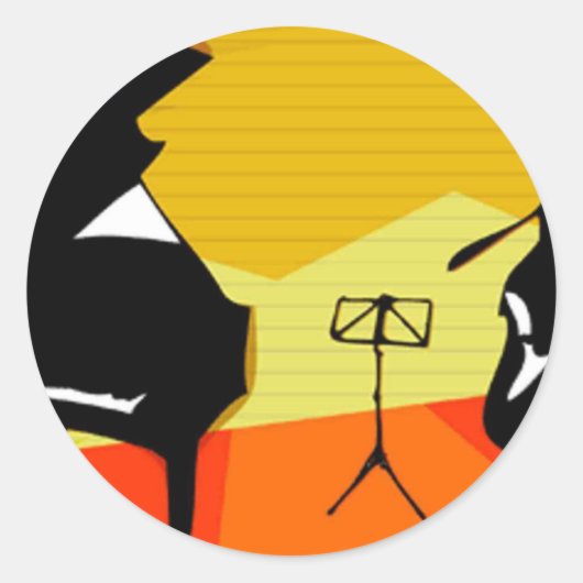 Música piano violín ronde sticker (Voorkant)