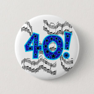 Musical 40th Birthday Ronde Button 5,7 Cm