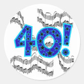 Musical 40th Birthday Ronde Sticker (Voorkant)