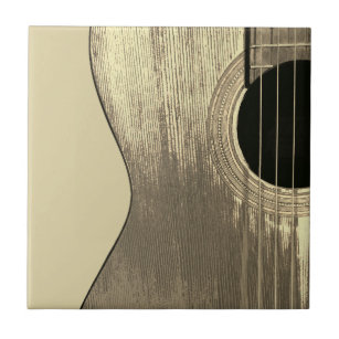 Musical Acoustic Guitar Abstract Beige Tegeltje