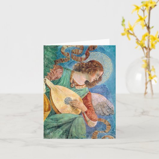 Musical angel playing guitar kaart (Gele Bloem)