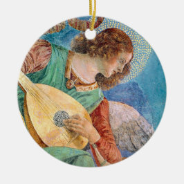 Musical angel playing guitar keramisch ornament