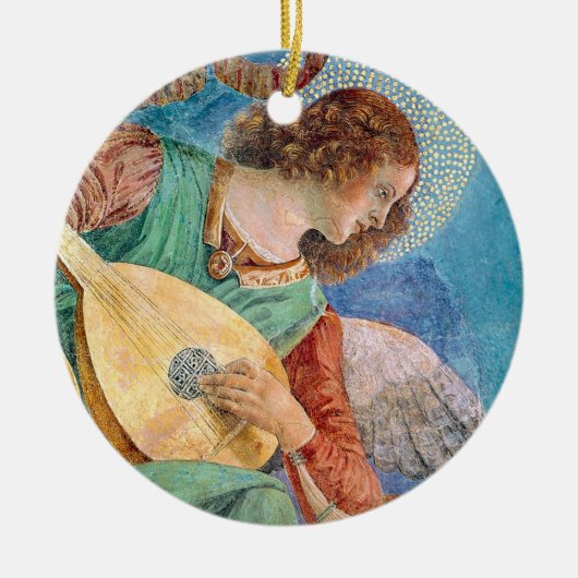 Musical angel playing guitar keramisch ornament (Voorkant)