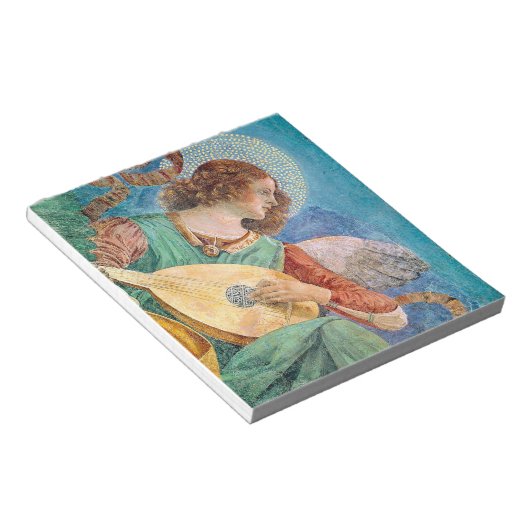 Musical angel playing guitar notitieblok (Schuin)