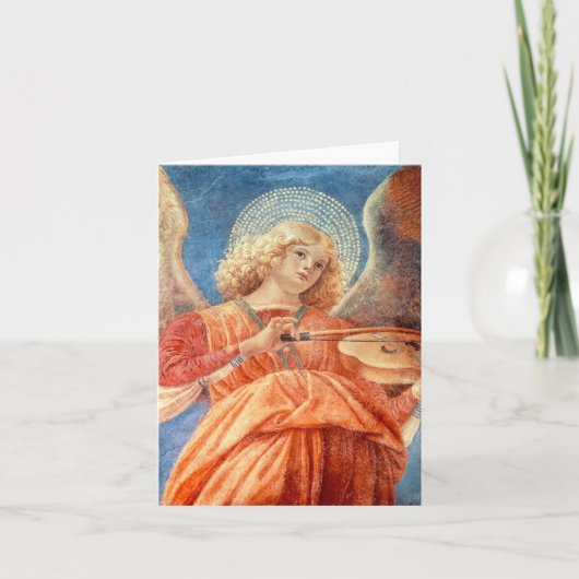 Musical angel playing the violin fresco kaart (Voorkant)