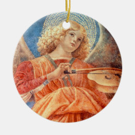 Musical angel playing the violin fresco keramisch ornament
