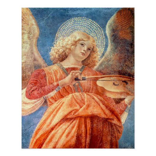 Musical angel playing the violin fresco perfect poster (Voorkant)