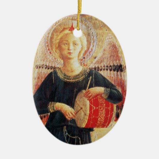 MUSICAL ANGEL Ruby Gem stone Keramisch Ornament (Voorkant)