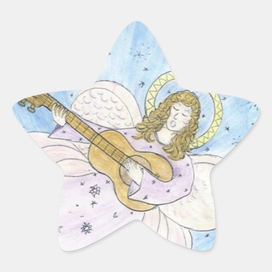 Musical Angel Ster Sticker (Voorkant)