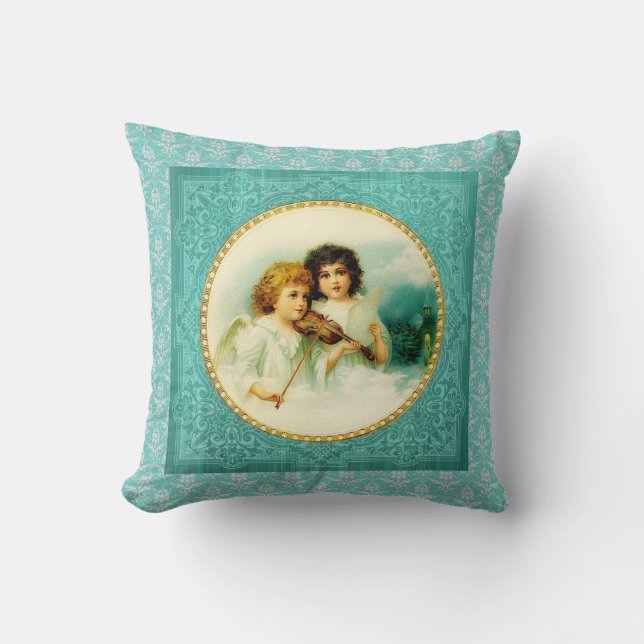 Musical Angels Blue  Kussen (Voorkant)