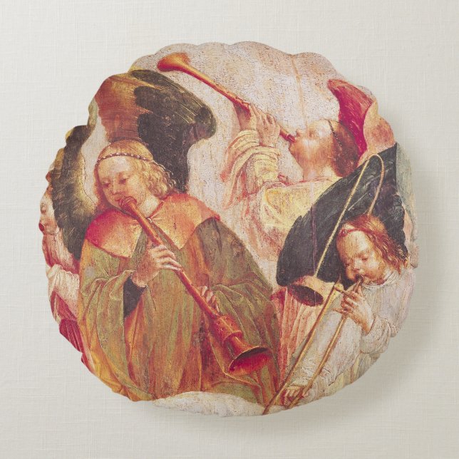 Musical Angels Rond Kussen (Voorkant)