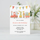 Musical Animal Train Birthday Kaart (Staand voorkant)