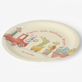 Musical Animal Train Birthday Papieren Bordje (Gekanteld)