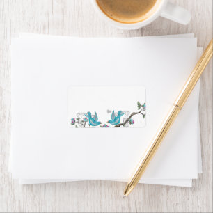 Musical  Aqua Birds Grey Branch Labels