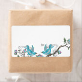 Musical Aqua Birds Grey Branch Labels (Insitu)
