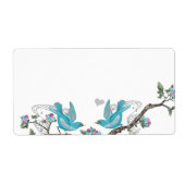 Musical  Aqua Birds Grey Branch Labels (Voorkant)