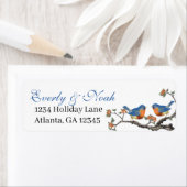 Musical  Aqua Birds Grey Branch Labels (Insitu)