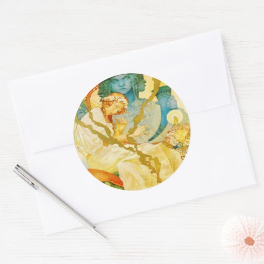 Musical Art Nouveau  Ronde Sticker (Envelop)