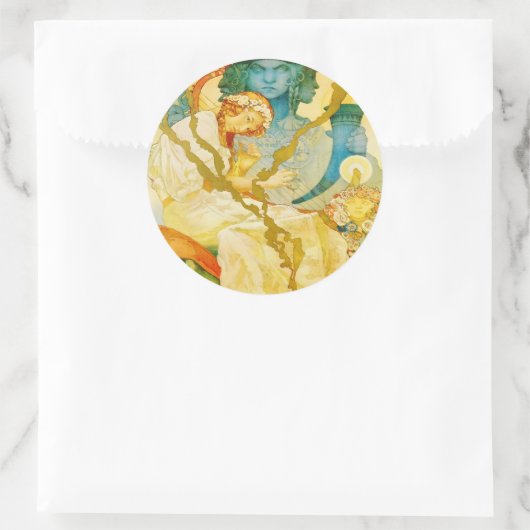 Musical Art Nouveau  Ronde Sticker (Tas)