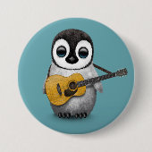 Musical Baby Penguin Speling Guitar Blue Ronde Button 7,6 Cm (Voorkant)