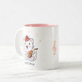 Musical Bard Kitty Cat met Mandolin Tweekleurige Koffiemok (Voorkant links)