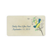  Musical Bird Blue Green & Yellow op Stone Etiket (Voorkant)